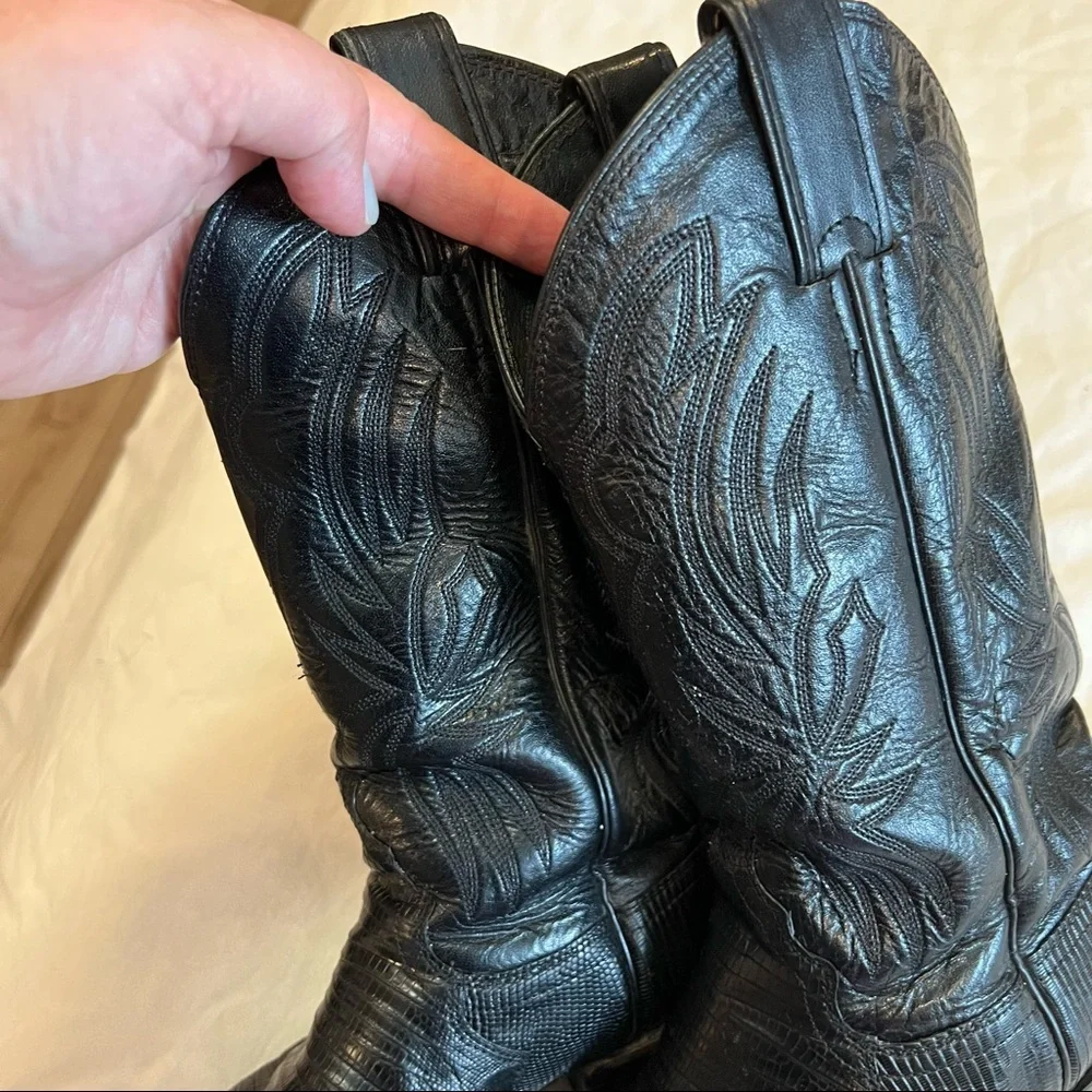 Justin 4705 Vintage Black Lizard and Leather Pull on Boot size 7 - Picture 7 of 16